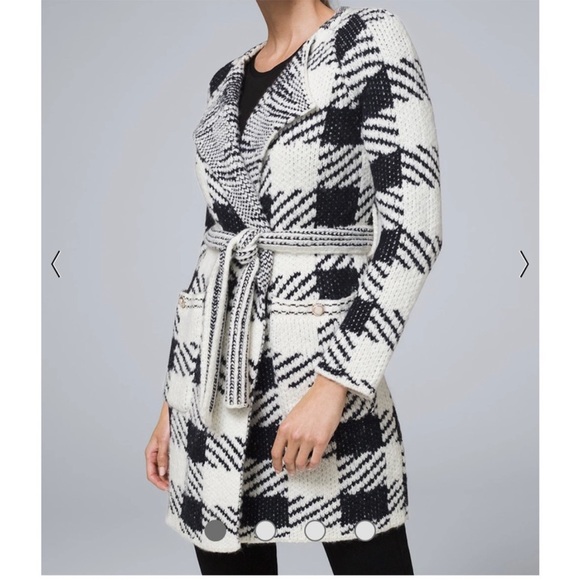 NWT White House Black Market Plaid Sweater Coat - Picture 8 of 8
